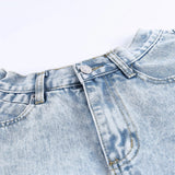 Denim Shorts For Female High Waist Pockets Sexy Ruffles Wide Leg Short Women's Solid Trousers 2023 Summer