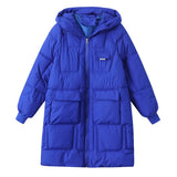 Blue Big Size Long Warm Hooded Cotton-padded Coat Long Sleeve Women Parkas Fashion Tide New Autumn Winter 2023