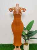 Women's Dress 2025 New Elegant V-Neck High-Waisted Knitted Dress Skirt Short