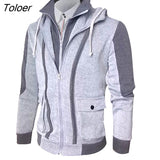 Men Autumn Winter Zip Hooded Thick Warm Fake Two Pieces Sports Sweatshirt Coat Winter Thick Warm Zipper Hooded