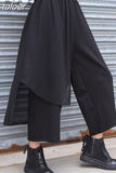 Chiffon Black Trousers For Women High Waist Loose Asymmetrical Hem Ankle Length Wide Leg Pants Female 2023 Spring