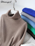 Women Turtleneck Sweaters Autumn Solid Slim Pullover Coffee Soft Knitted Jumper Pulls Warm Sweater Winter Turtleneck