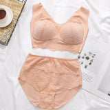 Wire Free Bra Set Sexy Lace Underwear Women Full Coverage Plus Size Lingerie