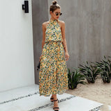 Cotton Dress Women Maxi Summer Long Party Clothes Polka Dot Print Sexy Backless Sleeveless Irregular Beach Sundress