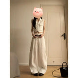 Fashion Temperament Sleeveless Shirt Shirt Top High Waist Straight Casual Trousers