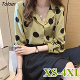 Women Chiffon Polka Dot Thin Notched Summer Sun-proof Fashion Korean Style Elegant XS-4XL Chic Leisure All-match