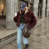 Teddy Burgundy Faux Fur Coat-Outfit