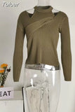 Fashion Women's 2 Pcs Set Halter Tank Tops Cross V-neck Slim Knitted Long Sleeve Swearter Suit Autumn 2023 New