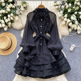 High-End Heavy Industry Diamond Lotus Leaf Dress Girl Spring Strapped Temperament Lace
