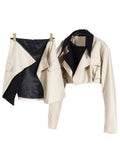 Loose Fit Khaki Two Ways Wear Irregular Jacket New Lapel Long Sleeve Women Coat Fashion Tide Spring Autumn 2023
