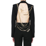 Toloer Back Careful Machine Coat 2024 New Street Wind Irregular Metal Chain Small Suit Woman-Outfit