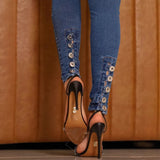 2025 New High-Rise Elastic Jeans Women's Hip Trousers Small