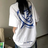 Phantom Letter Print Oversized Short Sleeve Tee-Outfit