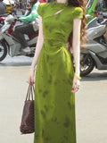 Chinese White Design Feeling Small Gentle And Comfortable Green Butterfly Flaking Cheongsam Women's Two-Color