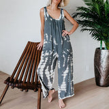 Summer Female Jumpsuit Body Overalls For Women Sleeveless Tie-dye Beach Boho Casual Jumpsuit Homewear Beach