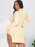 Plus Size High Collar Long Sleeve Bodycon