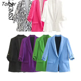 Women Animal Print Zebra Blazer Elegant Chic Fashion Suit Jacket Casual Coat Female Outerwear Outfit Clothing