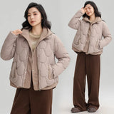 Cotton Jacket Women's Fake Two Short Hooded Winter Cotton-Padded Jacket 2024 New Loose Small Down Padded Coat Tide-Outfit