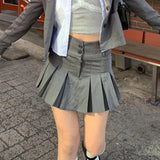 Korean Fashion Two Piece Set Preppy Style Double Pocket White Shirt + Pleated Mini Skirt Japanese 2 Piece Skirt