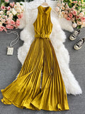 Women's Romper Spring Autumn 2022 Turn-Down Collar Sleeveless Vintage Playsuits Female Off Shoulder Pleated Jumpsuit New