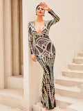 Long Sleeve Deep V Fishtail