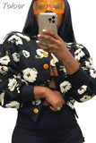 Vintage 3D Flowers Print Jackets Winter Clothes Women 2023 Fashion O-neck Long Sleeve Single Breasted Coats