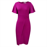 Women's 2025 Summer New Solid Color High-Waist Temperament Commuter Lotus Leaf Sleeve Office