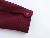 Burgundy Solid Baseball Jacket-Outfit
