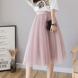 Yarn Skirt Women's Summer Long A Skirt High Waist 100 Folding Skirt 2025 Thin Soft Hanging Yarn