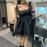 Harajuku Woman Dress Sexy Sling Robe Femme Slim Waist A-line Vintage Black Summer Dresses 2023 Vestidos De Mujer