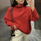 Selling Solid Women's Knitting Knitting Jacket High-Collar Sweater Loose