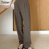 Casual Wide Leg Pants Women Straight High Waist Pants Female Loose Trousers Office Lady Suit Pants Pantalon Femme