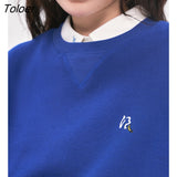 Women Fleece Sweatshirt 2022 Autumn Long Sleeve O Neck Loose Hoodies Letter Print Basic Warm Casual Streetwear