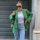 PUWD Casual Woman Green Long Sleeve Blazer 2021 Spring Fashion Ladies Loose Streetwear Outwear Female Elegant Solid Button