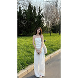 Slim Slimming Blouse Set Of High-Waisted Loose Tug Trousers Casual Broad