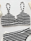 Toloer Single Swimsuit Lady Split Swimsuit Black And White Contrast Sexy Bikini D889W-Outfit