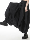 High Elastic Waist Black Irregular Pleated Casual Long Half-body Skirt Women Fashion Tide New Spring Autumn 2023
