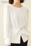 Temperament Shirts for Women Fashion Chiffon Blouse O-neck Long Sleeve Chiffon Tops Blouses Korean Vintage Blusas