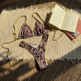 2025 New Women's Split Leopard Print Sexy Swimsuit Women's Triangle Strap Swimsuit