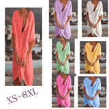 Women's Shirt Multi-Color Multi-Code Long Loose Solid Color Short-Sleeved Shirt Beach Sunscreen