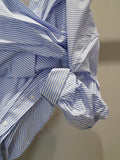2023 Summer Women's Shirt New Fahsion V-neck Slim Button Striped Waist Irregular Short Sleeve Blouse Female Tide