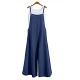 2025 Cotton Backpack Trousers Loose Solid Color Strap Broad Leg Pants Casual