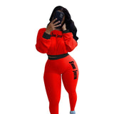 Piece Set Women Fall Clothing Suit Letter Print Ribbed Outfit Tracksuit Bodycon Active Wear Matching Set Wholesale