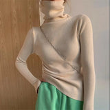 2022 Autumn Candy Colors Tops Slim Women Pullover Knitted Sweater Jumper Soft Warm Jumper Basic Turtleneck Women