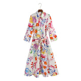 Women's V-Neck Loose Embroidery Dress