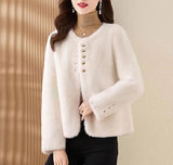 Autumn And Winter Fashion Leisure European Imitation Marince Round Collar Small Fragrant Fur Coat Velvet Short Temperament Burst