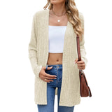 New Solid Color Pit Grinding Long Sleeve Casual Cardigan Coat-Outfit