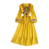 Embroidery Tassel Tuxedo With Loose Waist A Word Big Swing Dress Seaside
