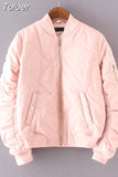 Philosophy Spring Autumn Quilting Bomber Jacket Women Coat Zipper Long Sleeve Jacket Cotton-padded Pink
