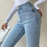 Washed High Waist Slim Flare Jeans-Outfit